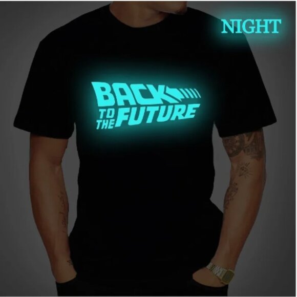 Back To The Future Graphic T Shirt Glow in the Dark Black Unisex Size 2XL - Picture 1 of 13